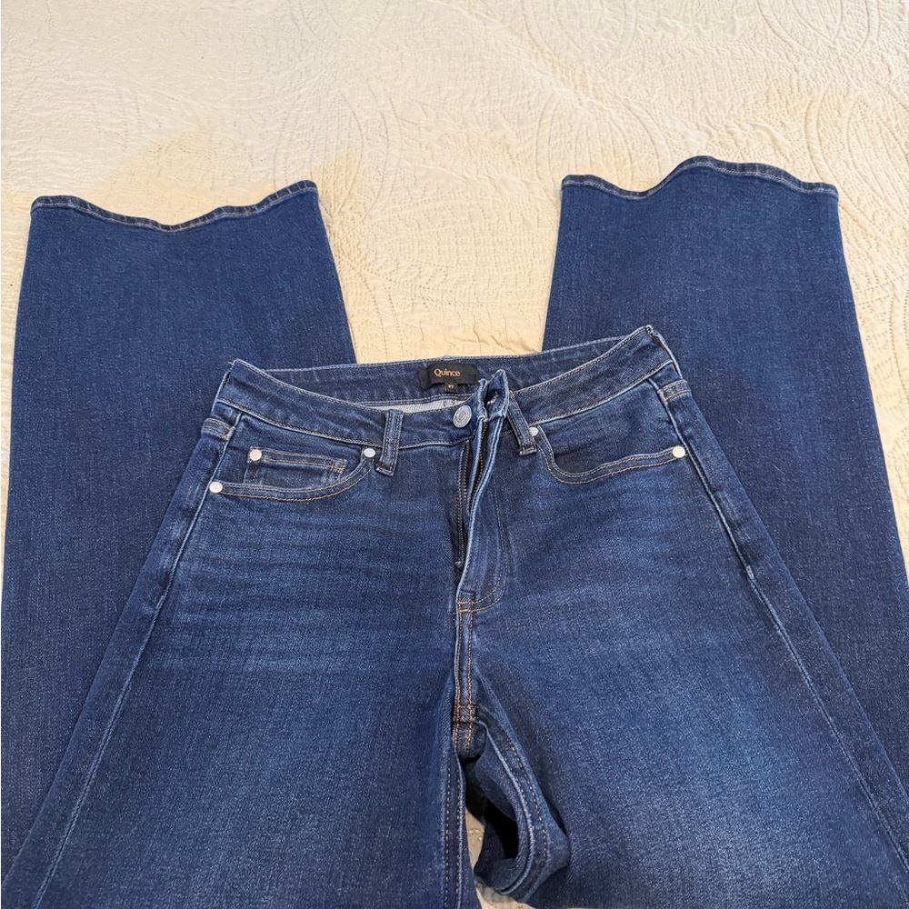 Quince Women's Dark Blue Flare Jeans